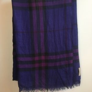 Burberry Purple Check Plaid Lightweight Scarf
